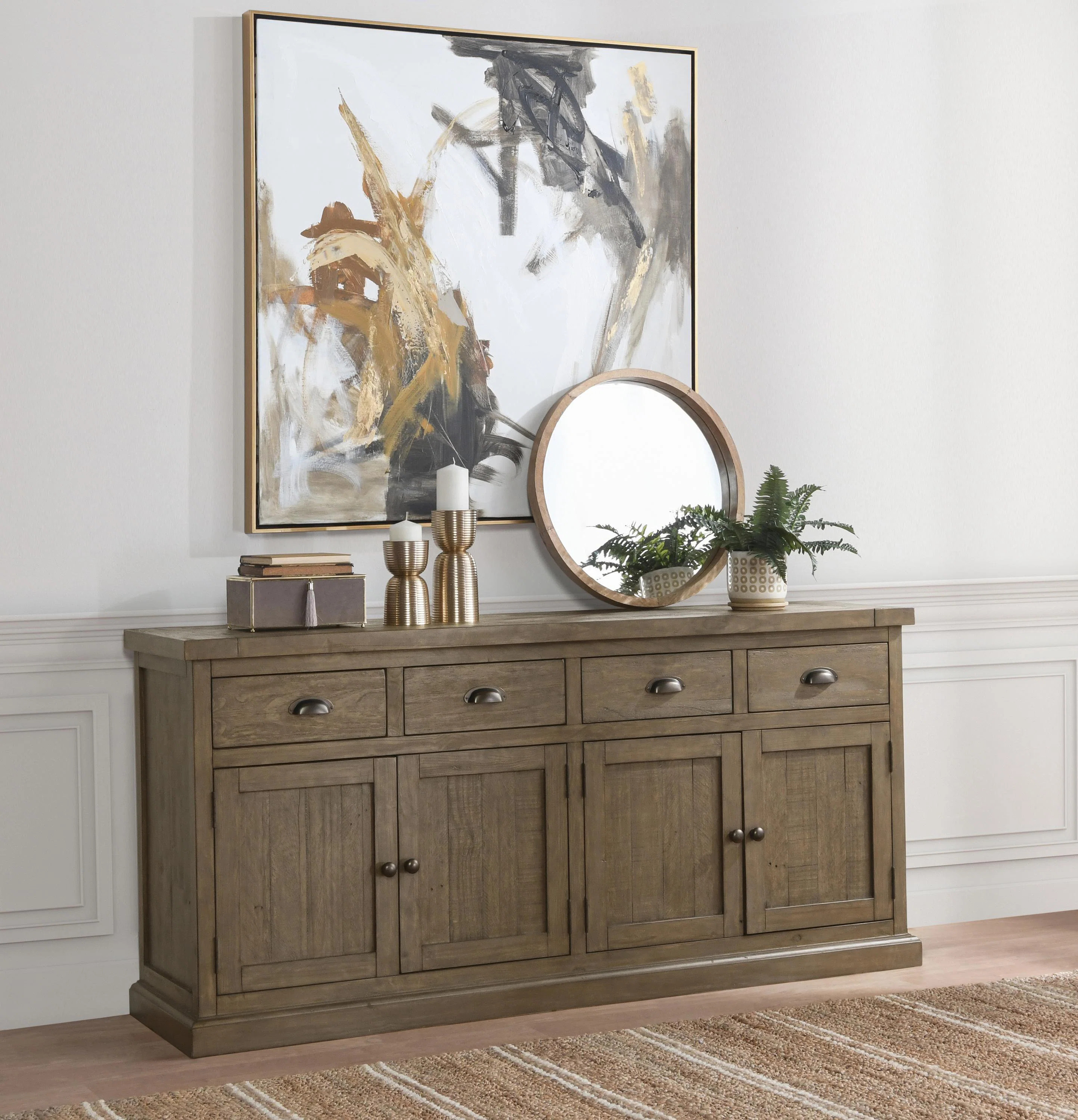 Rosalind Wheeler Kinston 74" Wide Solid Wood Sideboard & Reviews | Wayfair | Wayfair North America