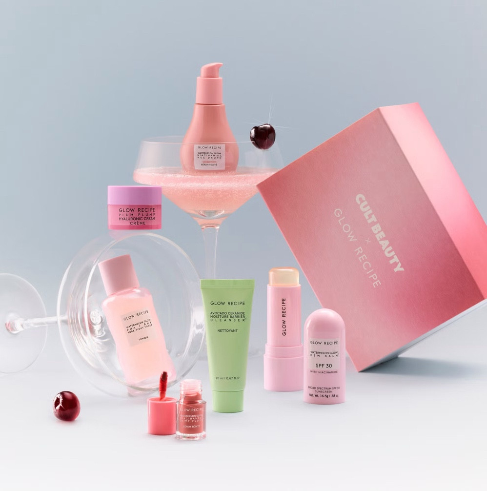 🍉 Cult Beauty x Glow Recipe Edit

🎁 Costs £35
💵 Worth £90+
🩷 Two colour variations

This new edit comes in two colour options. You’ll get a deluxe-sized Avocado Ceramide Moisture Barrier cleanser, a travel-sized Watermelon Glow PHA + BHA Pore-Tight Toner, afull-sized Watermelon Glow Niacinamide Hue Drops in Rosy Glow or Sun Glow to brighten your complexion, a plum-plump Hyaluronic Cream deluze-size for extra hydration, a full-sized Watermelon Glow Niacinamide Dew Balm Sunscreen Stick SPF 30 for sun protection, and a deluxe size of the new Watermelon Glow Niacinamide Dewy Flush in Watermelon Flush or Berry Blush for a natural, radiant glow. 

#cultbeauty 
#cultbeautyedit 
#glowrecipe 
#glowrecipeedit
#watermelonglow
#dewyflush
#glowyskin
#glowyblush
#glassskin
#skincaredit
#skincarecommunity 

#LTKbeauty