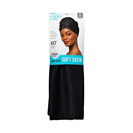 KISS Colors & Care Hair Wrap Scarf Soft Satin Adult Female Hats Black 60 XL 1 Count | Walmart (US)