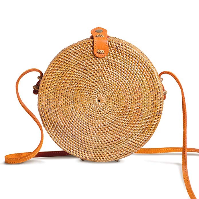Rattan Bags for Women - Handmade Wicker Woven Purse Handbag Circle Boho Bag Bali | Amazon (US)