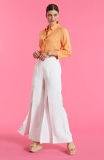Linen Slit Front Pant - White | tyler boe