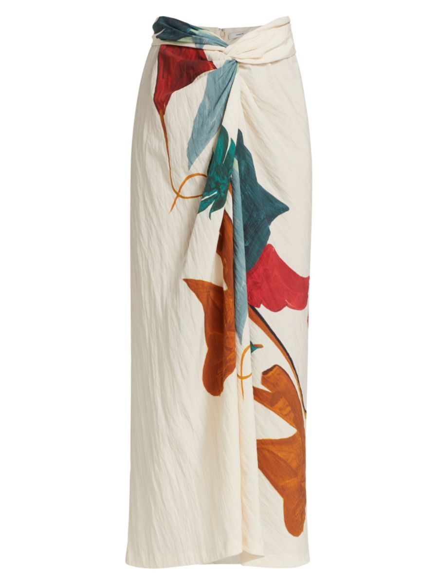 Painterly Knotted Gauze Midi-Skirt | Saks Fifth Avenue