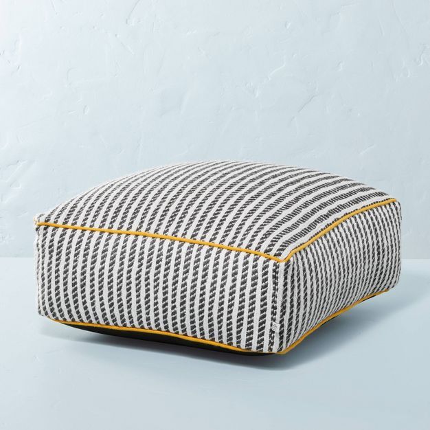 Ticking Stripe Indoor/Outdoor Floor Cushion Dark Gray/Gold - Hearth & Hand™ with Magnolia | Target