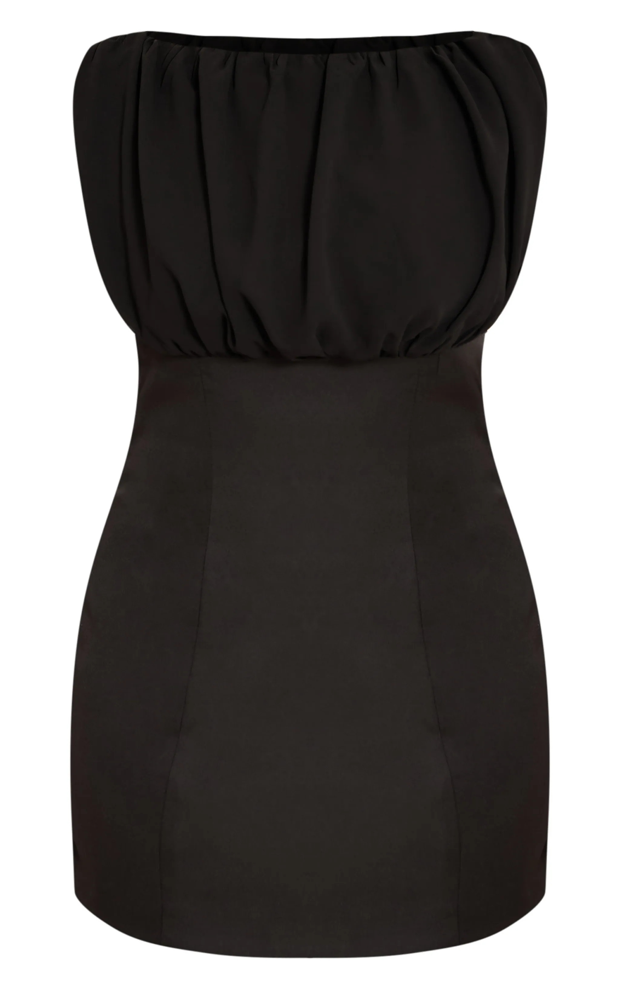 Shape robe noire froncée devant à col bateau | Shape | PrettyLittleThing (FR)