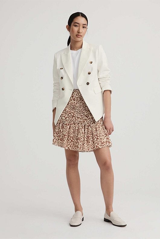 Cotton Blend Double Breasted Blazer | Witchery