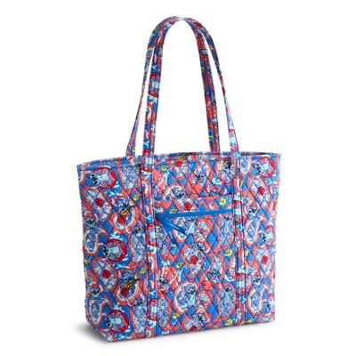 Vera Bradley Women's Disney Lilo and Stitch Cotton Vera Tote Bag Stitch Monstera Paisley | Target