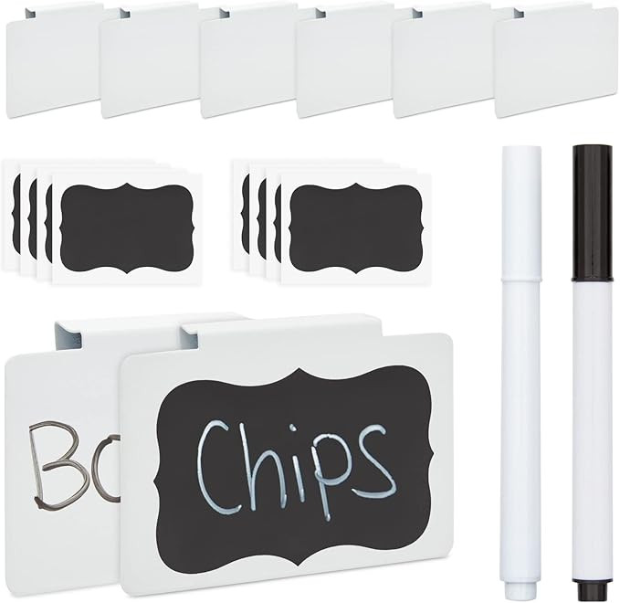 Okuna Outpost 8 Pack Metal Basket Labels Clip for Storage Bins, 2 Markers and 8 Stickers (18 Piec... | Amazon (US)