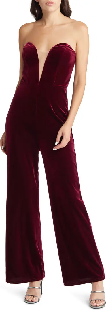 Lulus Fashion Agenda Strapless Velvet Jumpsuit | Nordstrom | Nordstrom