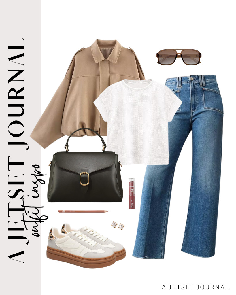 Wear a simple tee and top it off with an oversized khaki bomber jacket, then pair it with wide-leg jeans, which look perfect for coffee runs and relaxed afternoon walks. Wear these Project Cloud platform sneakers and accessorize with stud earrings and retro aviator sunnies. 

 #LTKSeasonal #LTKSaleAlert #LTKTravel