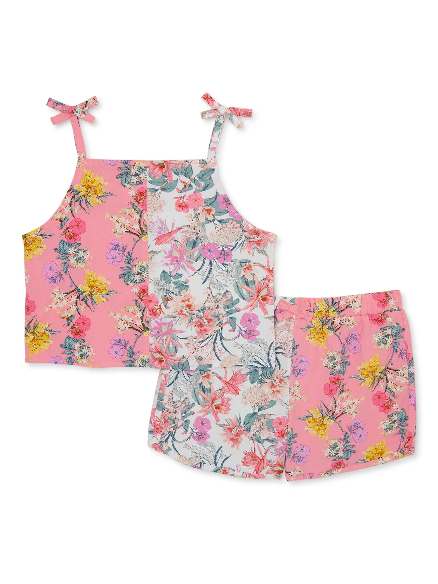 Wonder Nation Girls Floral Tank Top and Shorts Set, 2-Piece, Sizes 4-18 & Plus | Walmart (US)