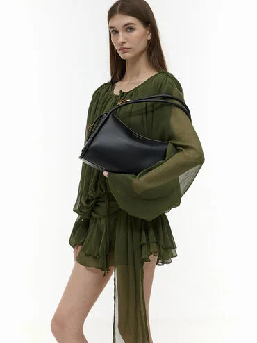 Lyla Tubular Slouchy Shoulder Bag
    
         - Black | Charles & Keith UK