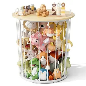 BBLIKE Large Stuffed Animal Storage End Table - Sturdy Metal Kids Toy Storage Bin, Stuffed Zoo An... | Amazon (US)