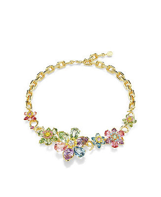 Swarovski Idyllia Mixed Cuts Flower Multicolored Gold-Tone Plated Necklace - Macy's | Macy's