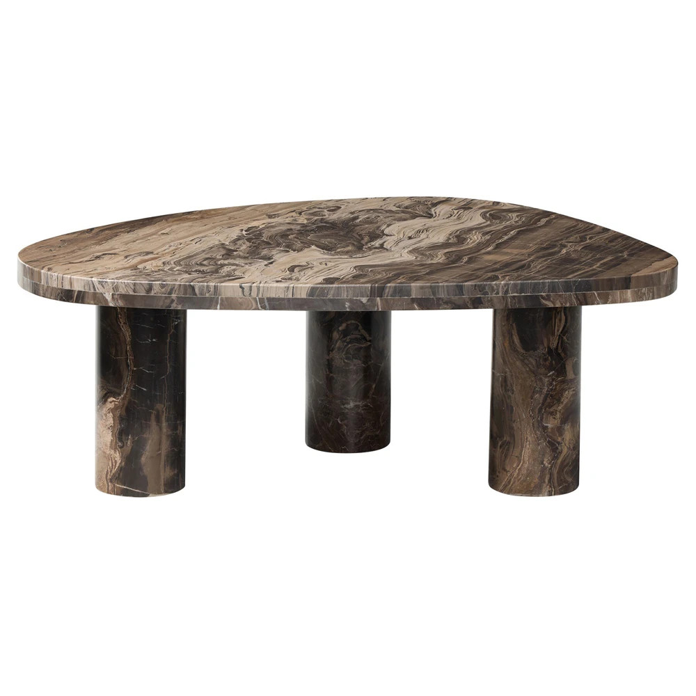 Zayden Modern Classic Brown Marble Coffee Table - 36" | Kathy Kuo Home