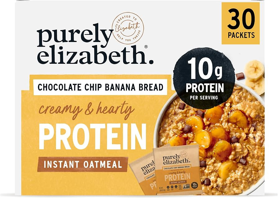 Purely Elizabeth Creamy & Hearty Protein Instant Oatmeal, Chocolate Chip Banana Bread, Vegan Frie... | Amazon (US)
