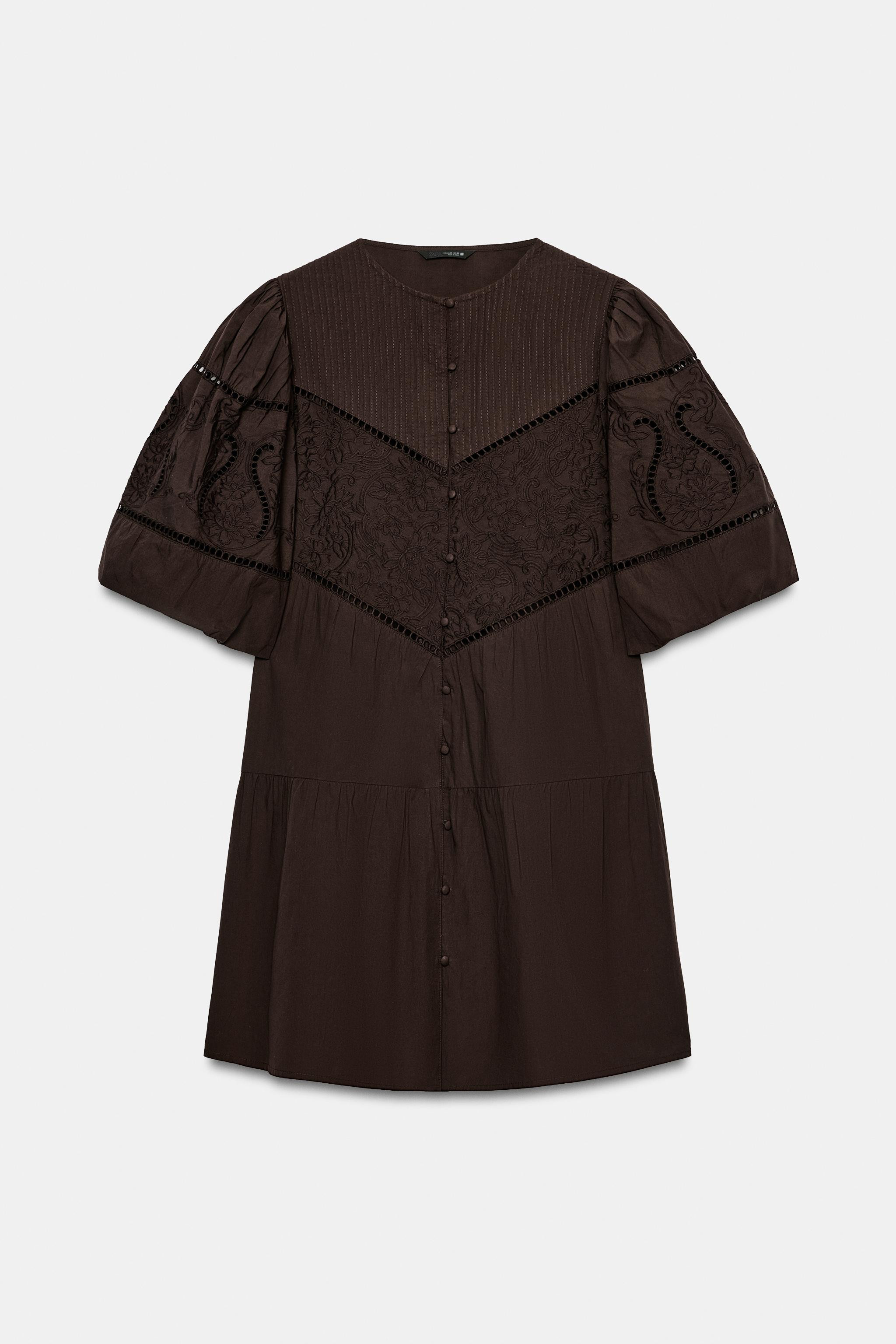 EMBROIDERED POPLIN MINI DRESS | Zara US