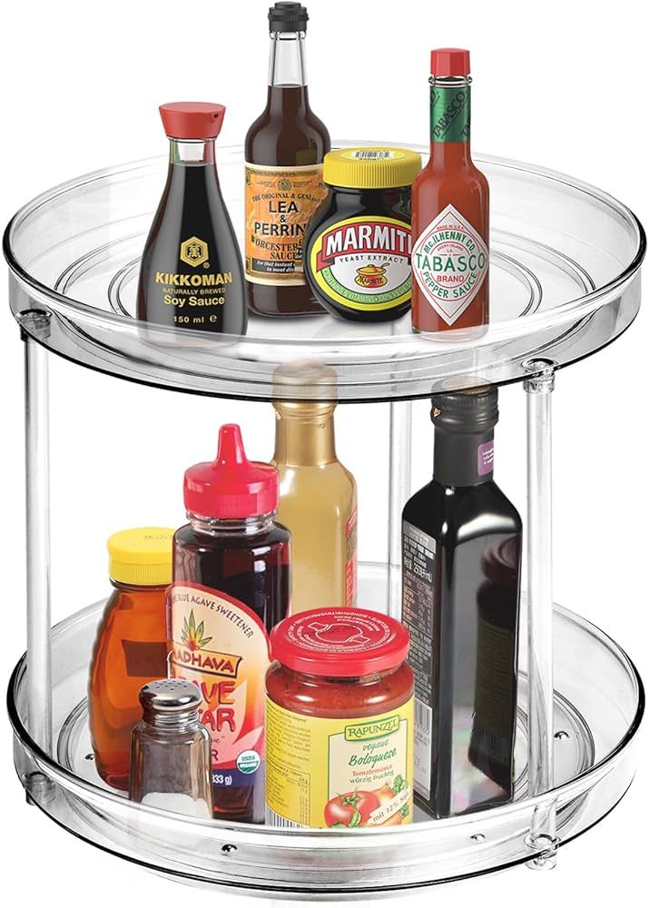 Amolliar 2 Tier 9 Inch Lazy Susan Turntable Organizer for Cabinet,Spice Rack Food Storage Contain... | Amazon (US)