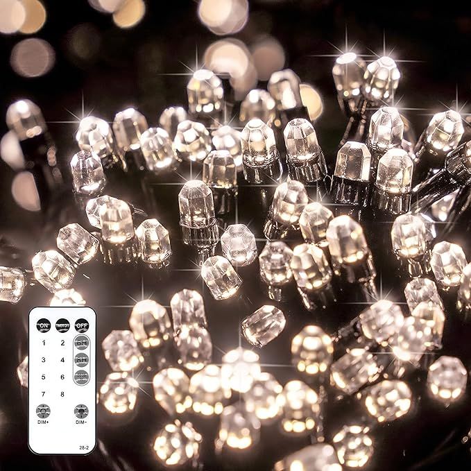 suddus 33ft 100 LED Christmas String Lights, Warm White, Plug in, 8 Modes Christmas Tree Lights, ... | Amazon (US)