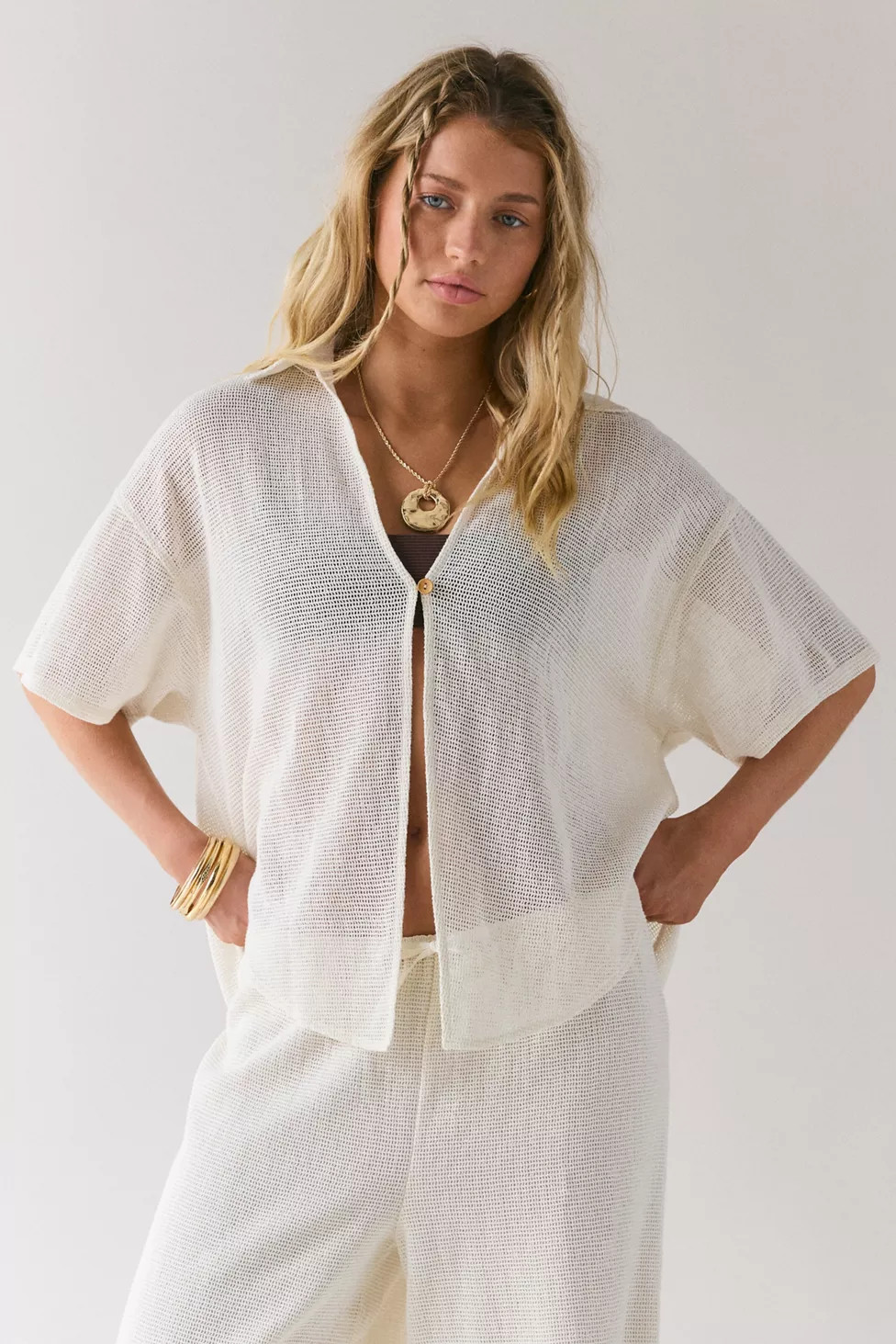 Out From Under Boardwalk Semi-Sheer Knit Flyaway Beach Top | Urban Outfitters (US and RoW)