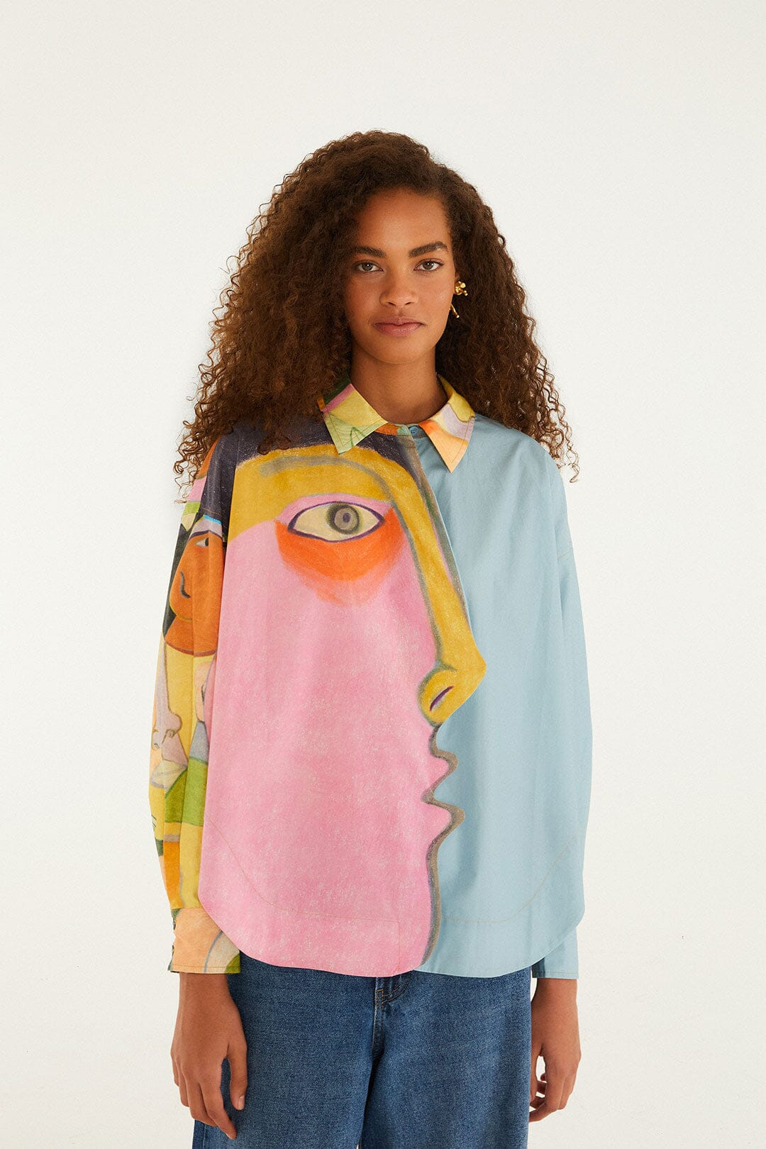 Crowded Series Drawing Organic Cotton Long Sleeve Shirt | FARM Rio | FarmRio (US)
