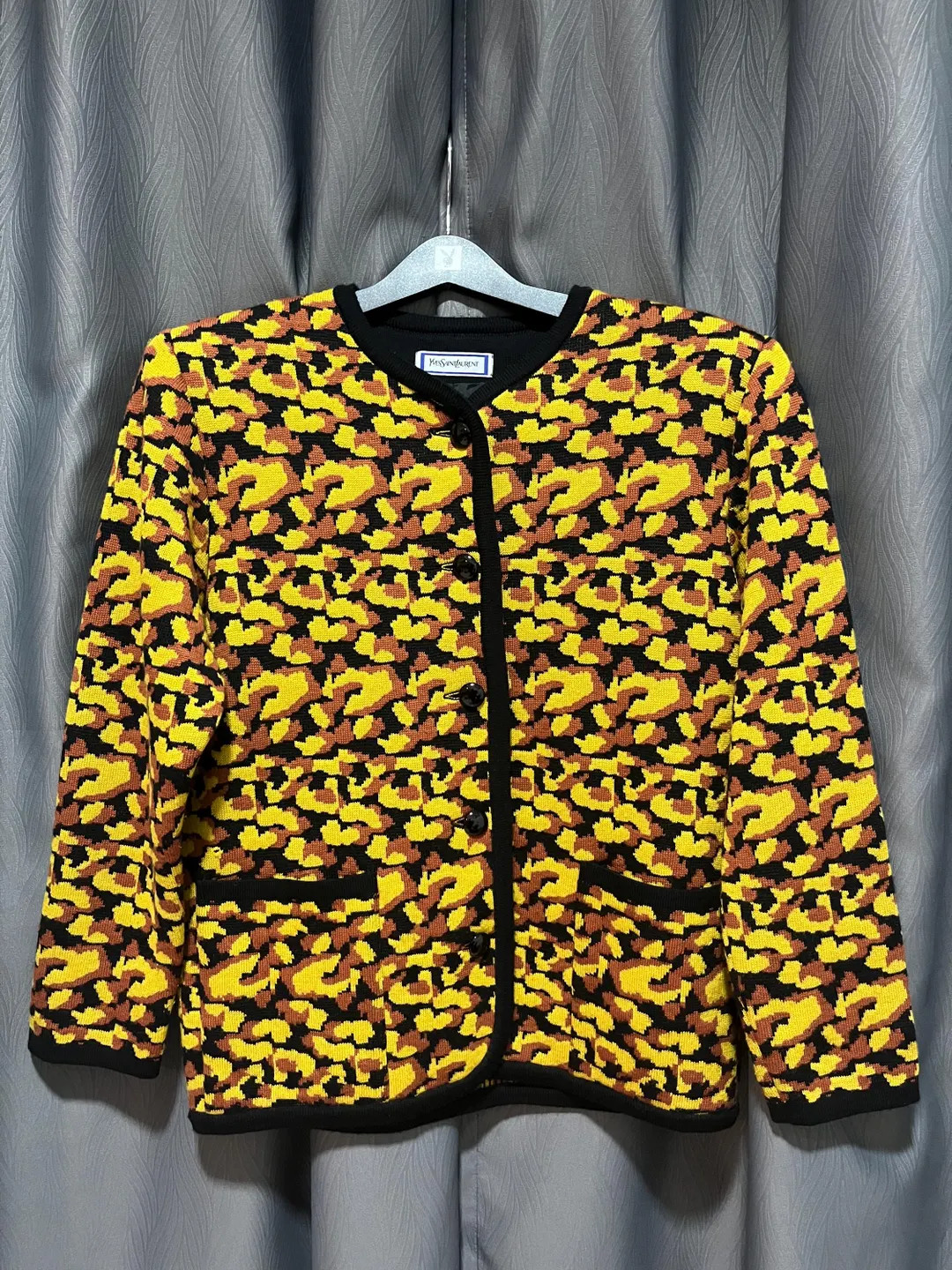 Vintage YSL Yves Saint Laurent Ladies Wool Knitted Jacket/coat Leopard Pattern Medium - Etsy | Etsy (US)