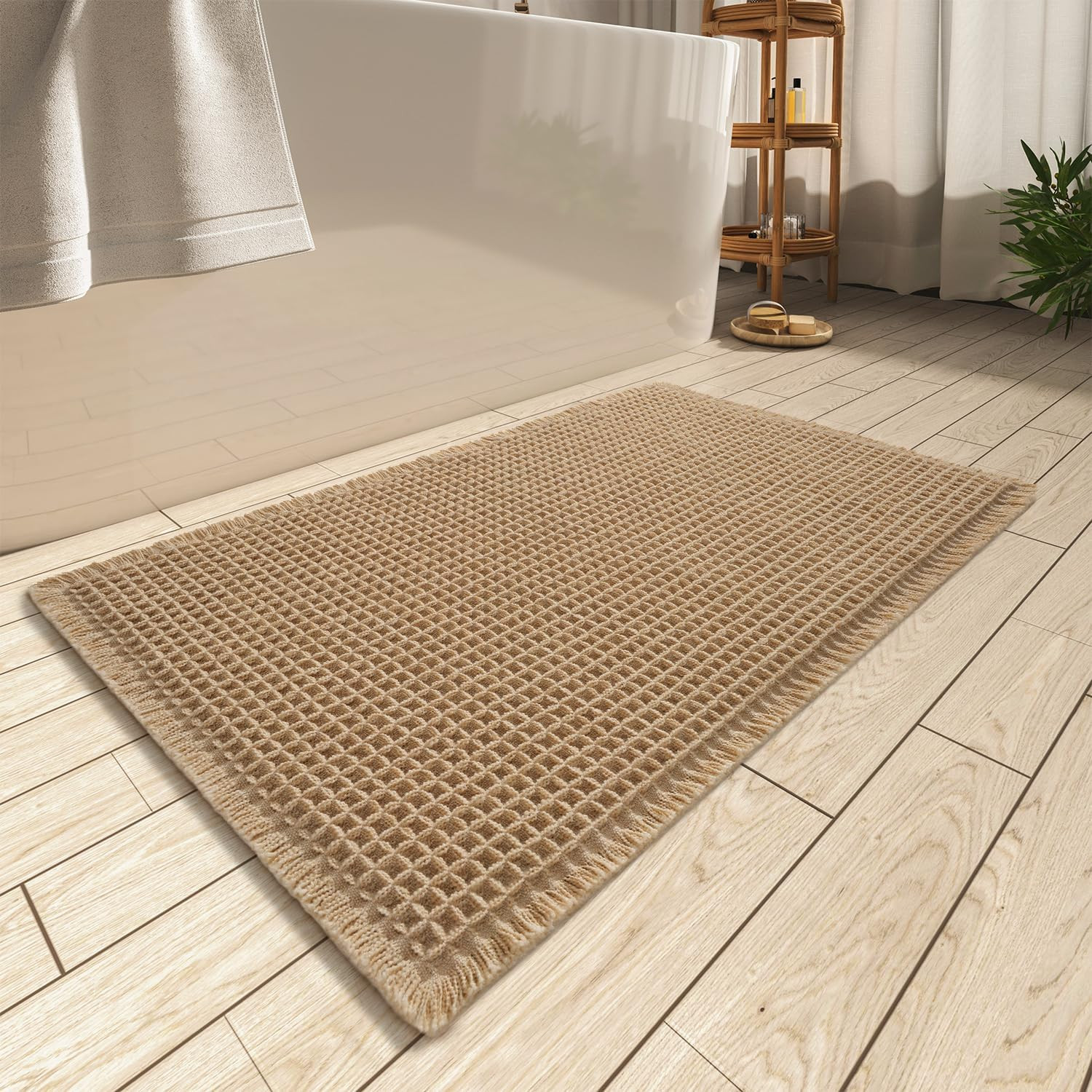 AMOAMI Upgraded Waffle Bath Mat, Super Absorbent Non Slip Bath Mats for Bathroom Floor, Washable ... | Amazon (US)