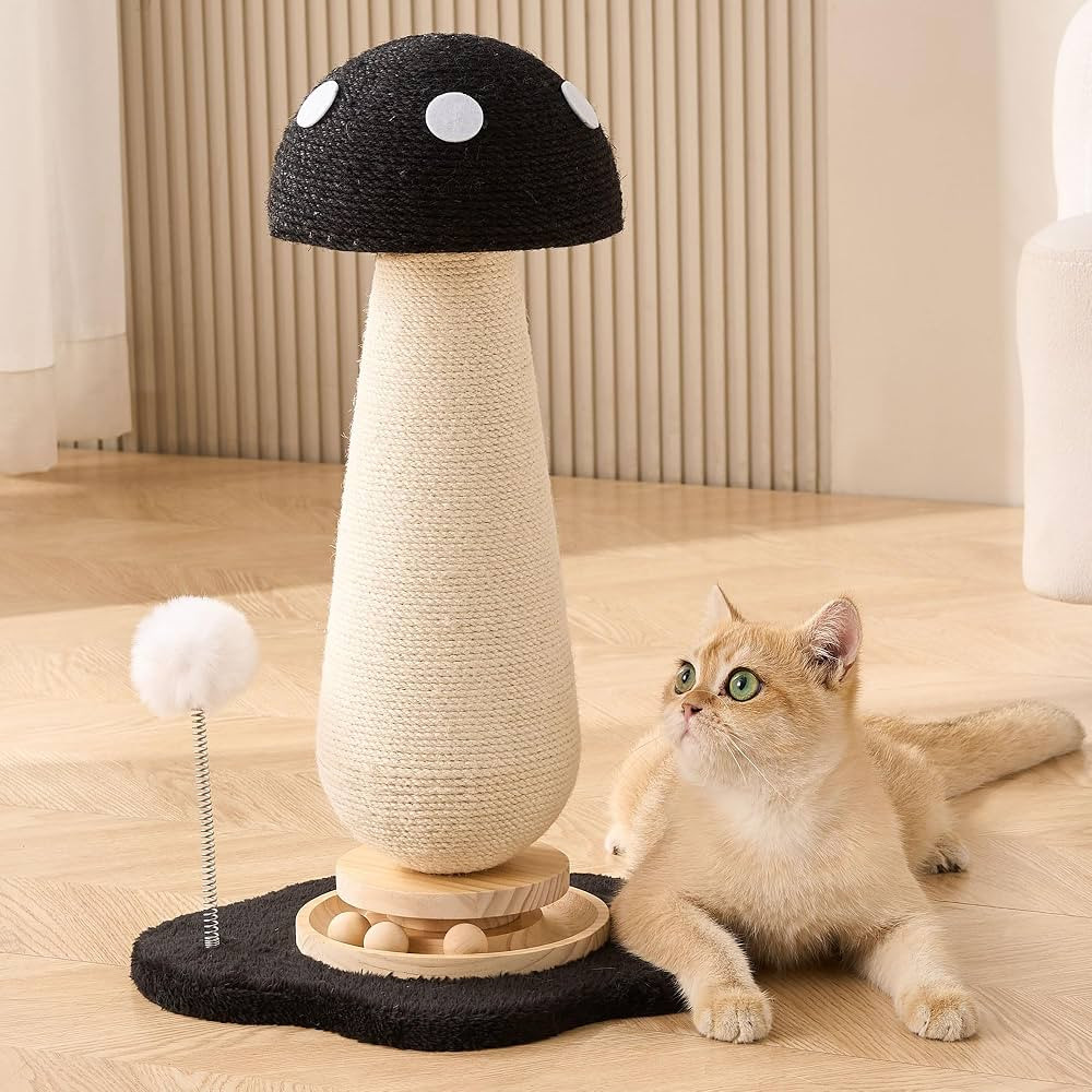 Mushroom Cat Scratching Post Cat Tree, 21.5‘’ H Cute Cat Scratcher Tower with Durable Solid W... | Amazon (US)