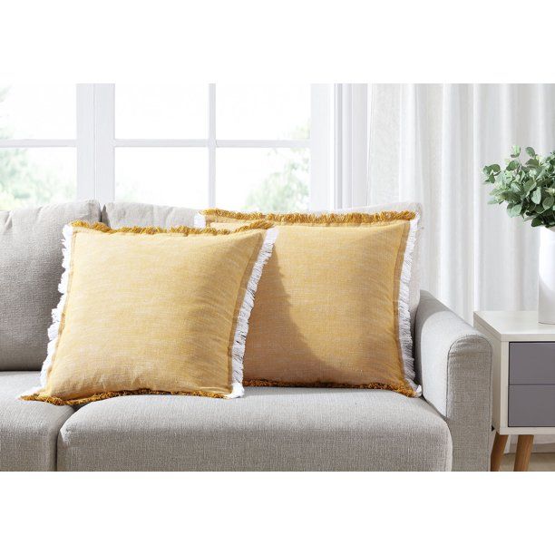 Better Homes & Gardens, Yellow Throw Pillows, Square, 20" x 20", Yellow, 2 Pack - Walmart.com | Walmart (US)