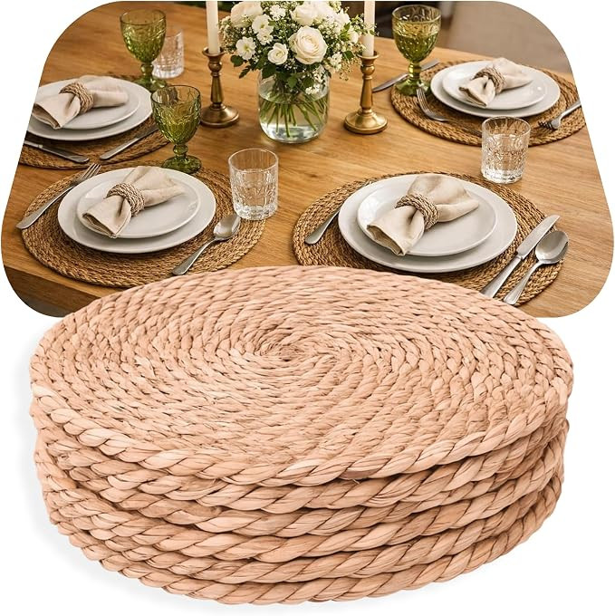 Jogo Americano Redondo Palha Natural Kit 4 Unidades 35cm Mesa Posta Elegante Estilo Rústico Chic... | Amazon (BR)