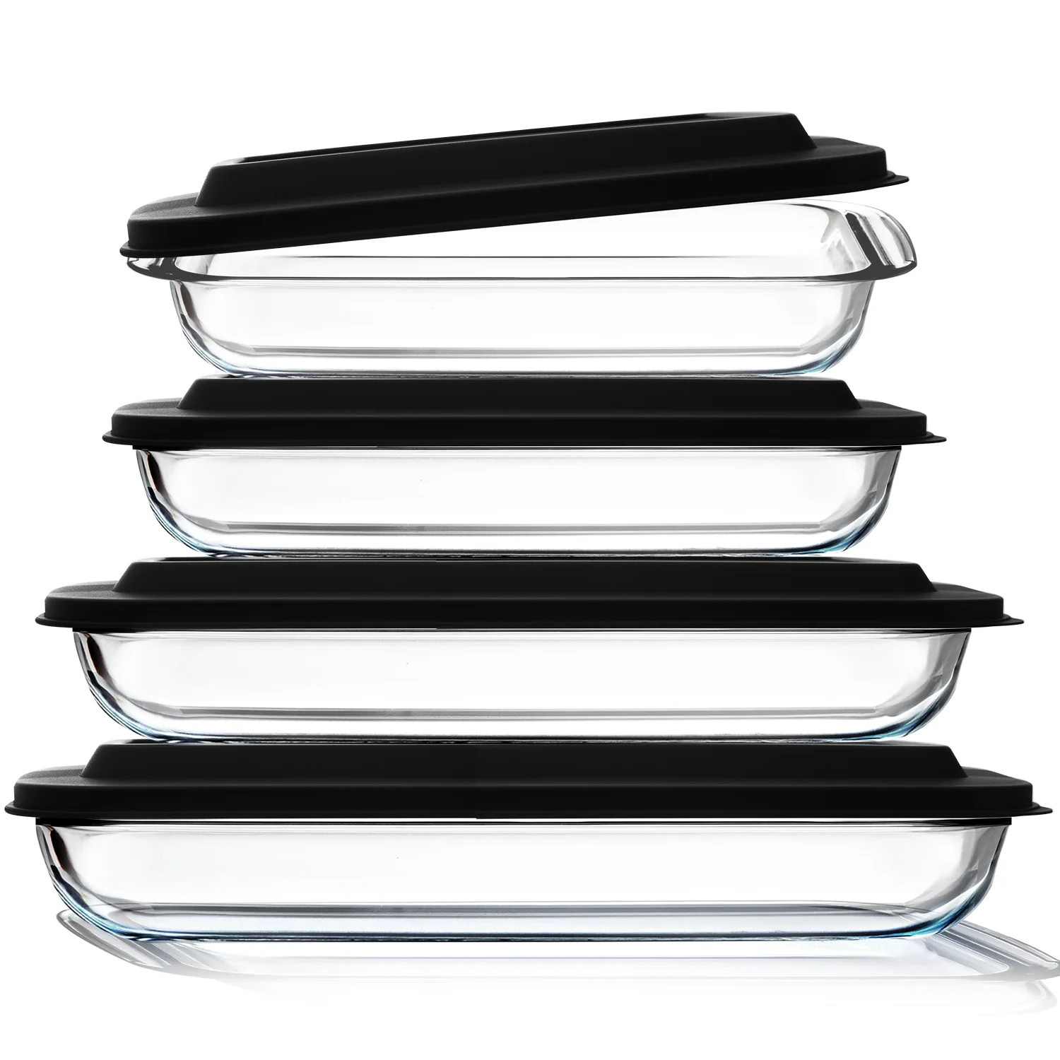 LammaLoe Glass Baking Dish with Lids, 8 Piece Deep Casserole Dish, Rectangular Pans for Baking | Walmart (US)