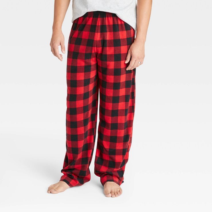 Men's Plaid Holiday Matching Fleece Pajama Pants - Wondershop™ Red | Target