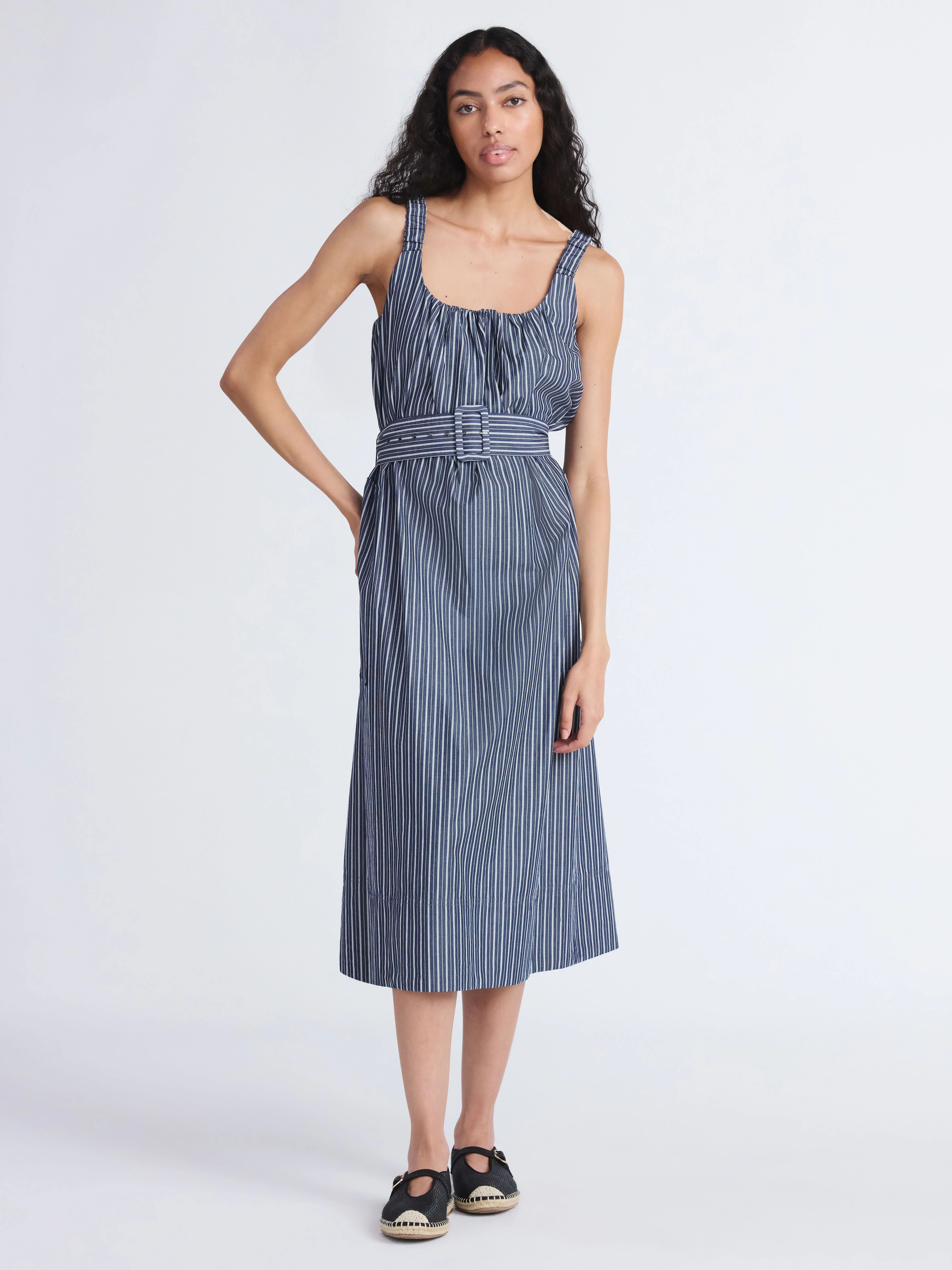 Free Assembly Women's and Women's Plus Belted Cotton Utility Midi Dress, Sizes XS-4X | Walmart (US)