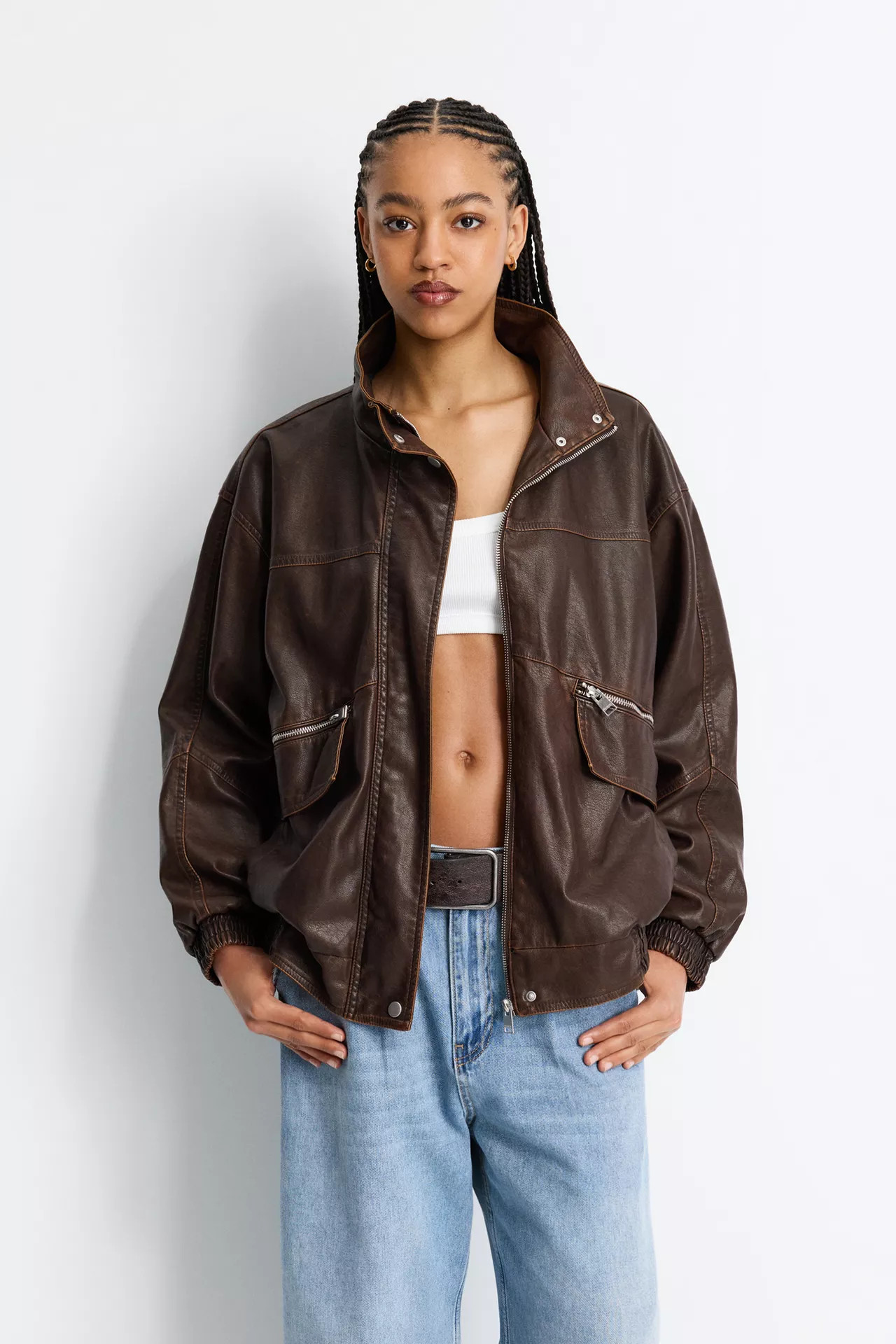 Kunstlederjacke mit Reißverschlüssen | PULL and BEAR DE