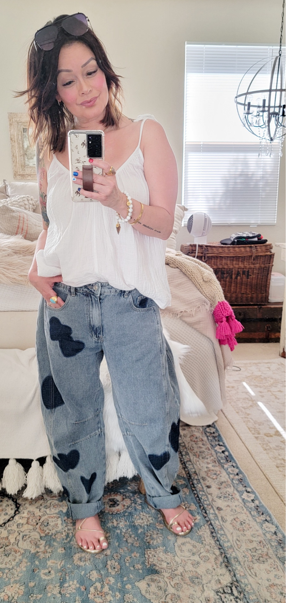 Wearing size large in pants
Size 6 in sandals
Summer outfit
Summer style
Barrel jeans


#LTKOver40 #LTKStyleTip #LTKSummerSales