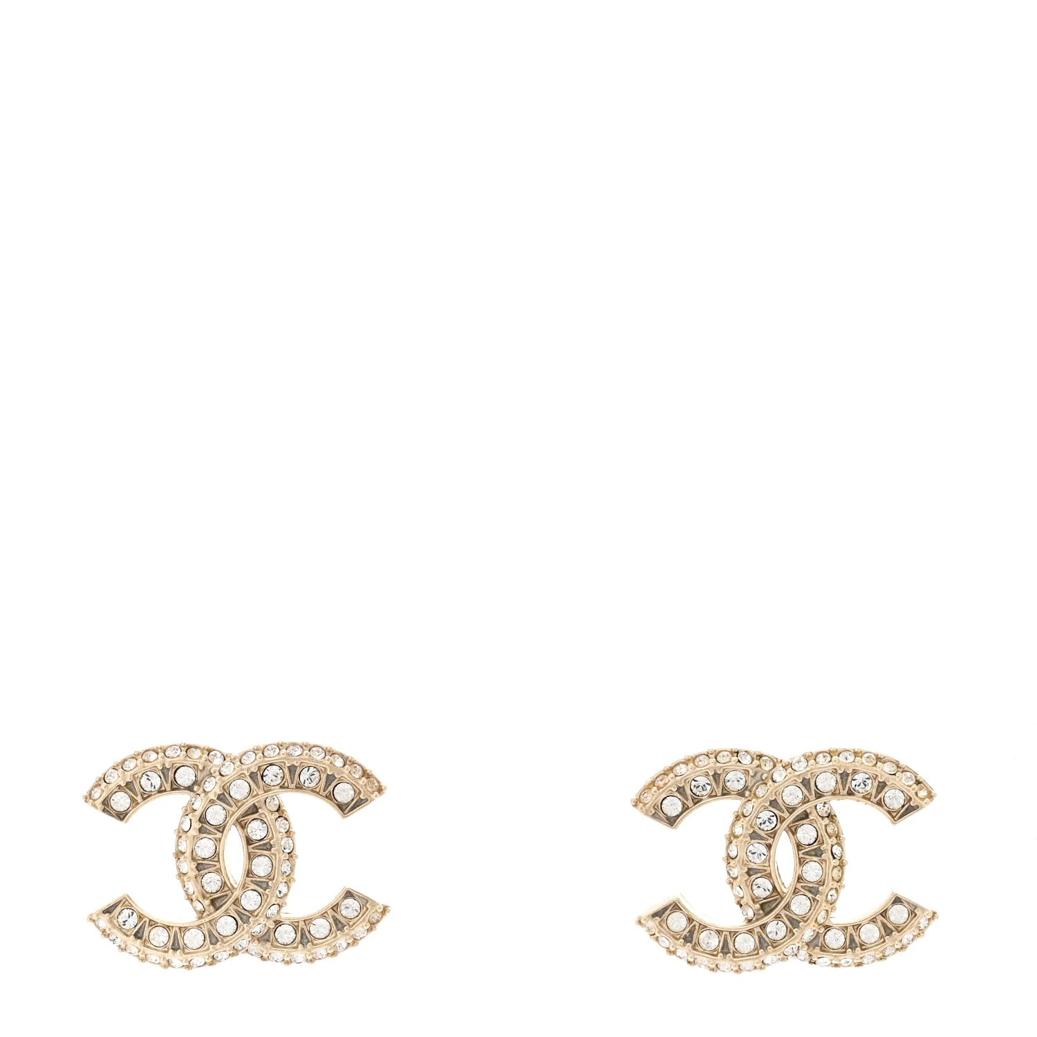 Chanel Crystal Timeless CC Earrings Light Gold 1754133 | FASHIONPHILE (US)