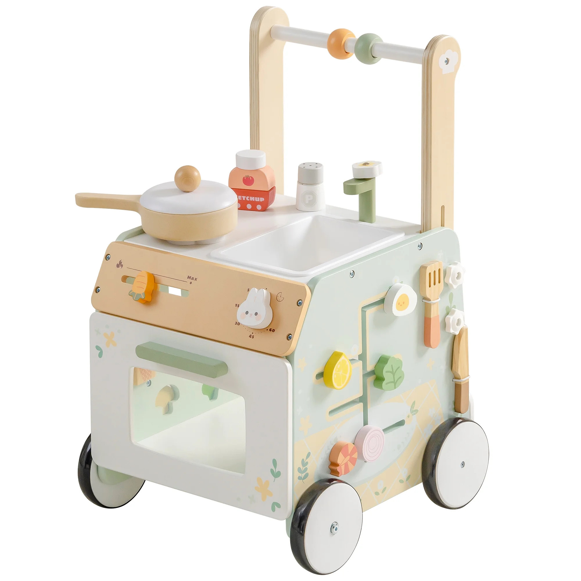Robud Wooden Baby Push Walker – Montessori Learning Adjustable Toy with Activity Panel & Safety... | Walmart (US)