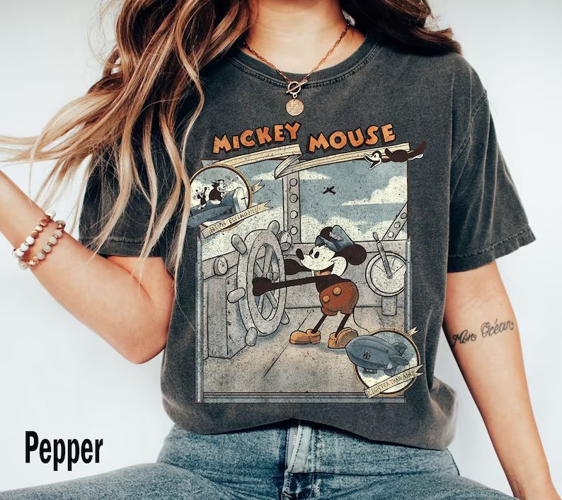 Retro Mickey Mouse Steamboat Willie Shirt, Retro Classic Mouse Shirt, Walt Disney World Shirt, Vi... | Etsy (US)