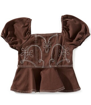 GB Little Girls Woven Western Embroidered Top | Dillard's | Dillard's