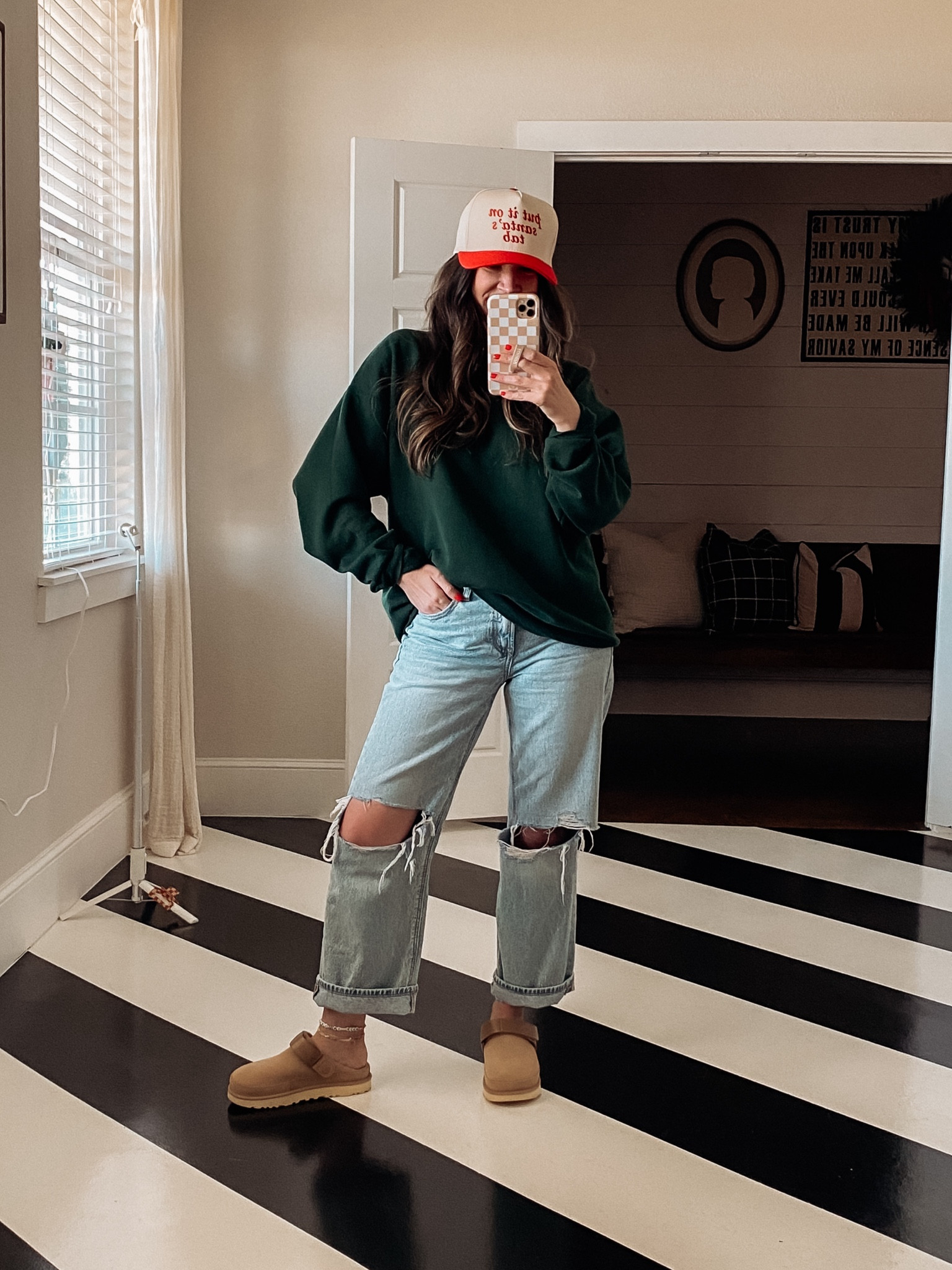 holiday outfits! 
-sweatshirt: tts, but I always size up several in these! Wearing a L
-denim jeans: tts; 0 short length 
-uggs clogs: tts - size up if between
-how cute is the santa hat?! 

#LTKHoliday #LTKGiftGuide #LTKSeasonal