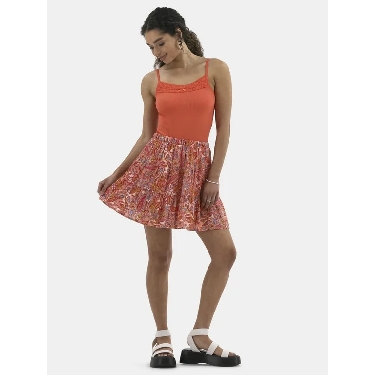 No Boundaries Tiered Mini Skirt, Women's | Walmart (US)