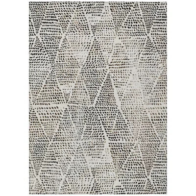 3' X 5' Ivory Charcoal And Beige Geometric Washable Indoor Outdoor Area Rug | Wayfair North America