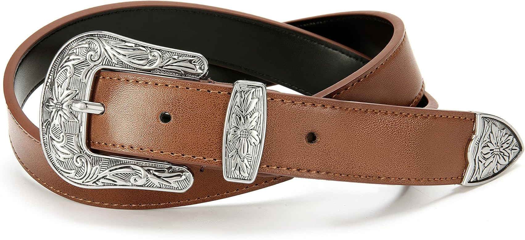 Western Belt for Women, 1.1" CR Cowboy Belt Leather Belts for Women, Country Belts for Women with Vi | Amazon (US)