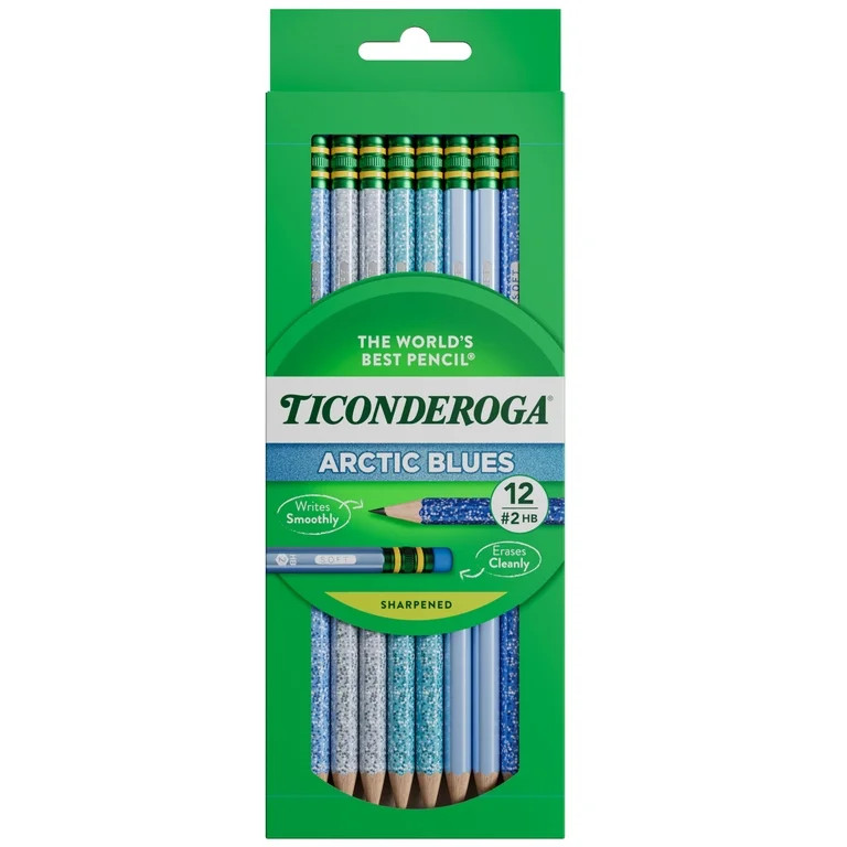 Ticonderoga Wood Pencils, Presharpened, #2 HB .3 mm Lead, Arctic Blues, 12 Count | Walmart (US)