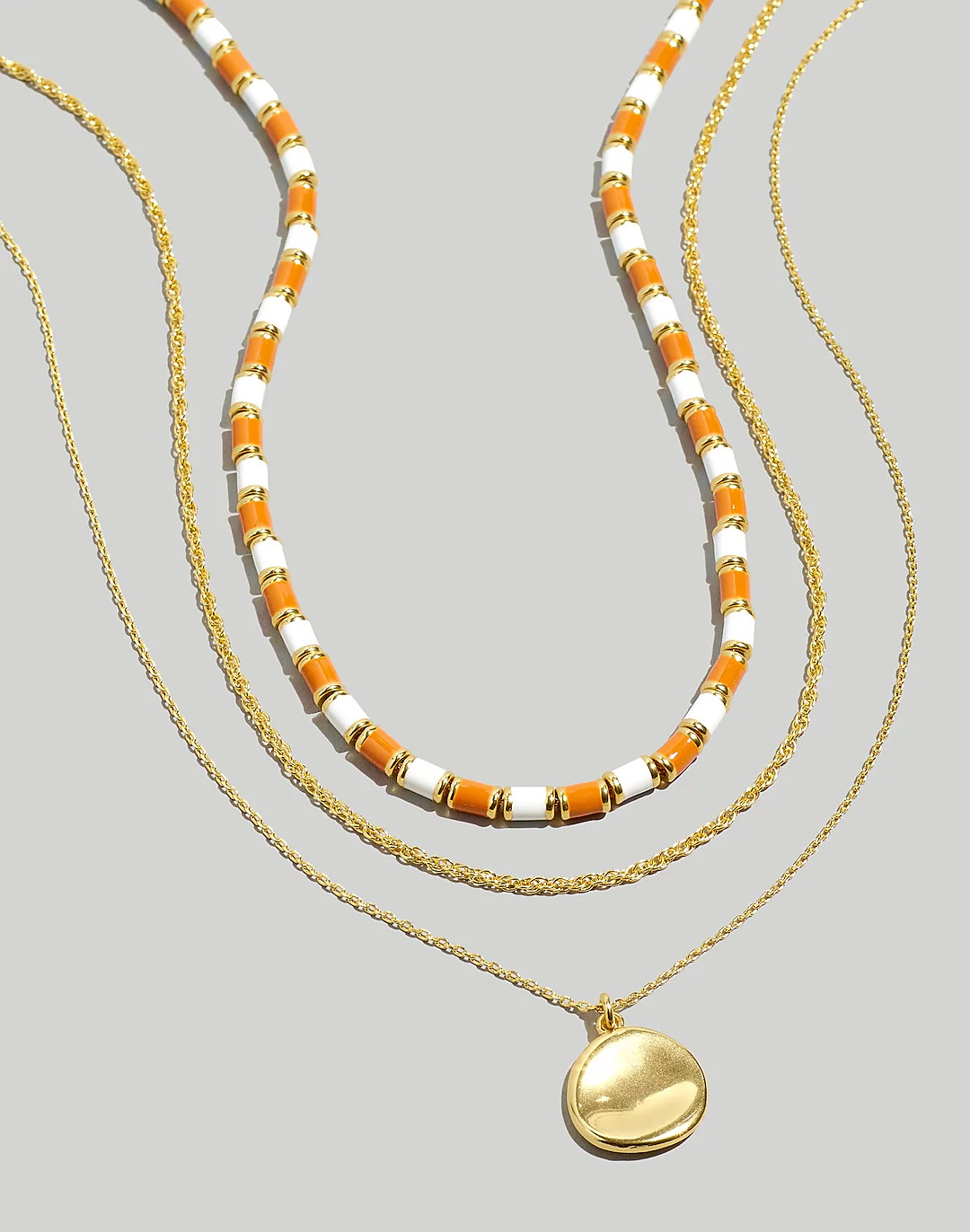 Three-Piece Striped Enamel Beaded Necklace Set | Madewell