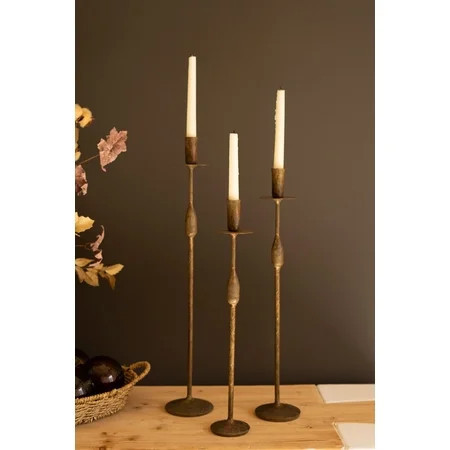 Kalalou Distressed Iron Taper Candleholders – Decorative Set of Three (23.5") | Walmart (US)