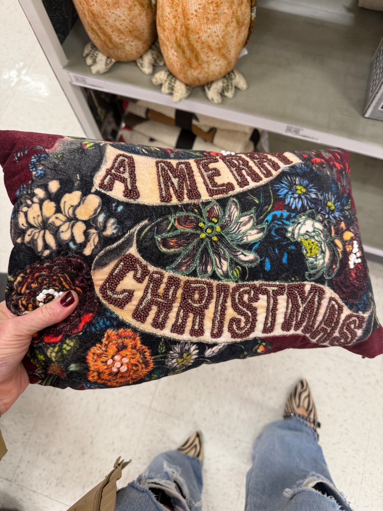 Merry Christmas floral pillow 🫶🏼
The prettiest I’ve seen! 

#LTKStyleTip #LTKHoliday #LTKHome