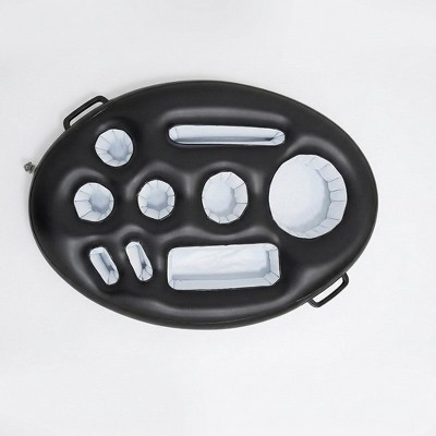 Alilang Inflatable Pool Floating Drink Holder with Ice Bucket Food Tray Cup Holders Multi Compartment Party Serving Tray - Black | Target