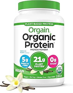 Orgain Organic Vegan Protein Powder, Vanilla Bean - 21g Plant Based Protein, Gluten Free, Dairy F... | Amazon (US)