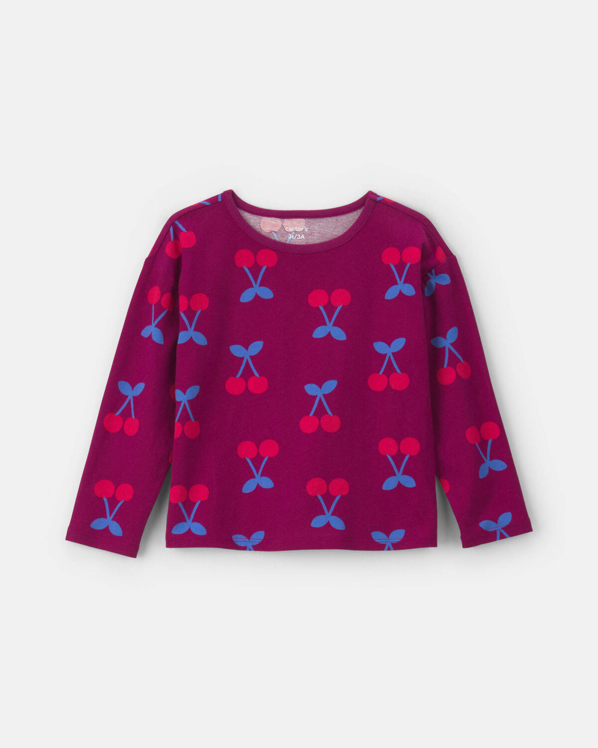 Toddler Girl Cherry Long-Sleeve Top - Burgundy | Carter's | Carter's Inc