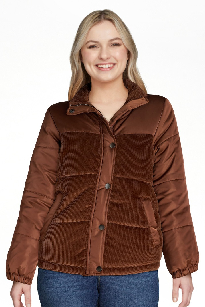 Time and Tru Women's and Women’s Plus Mixed Media Puffer Jacket, Sizes XS-3X | Walmart (US)
